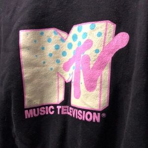 Neon Black MTV Cropped Sweater Crewneck
